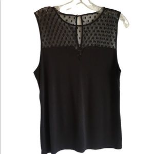 Jersey/Polka Dot Mesh Top